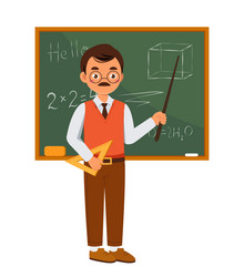 Teacher with Pointer at Chalkboard vector image