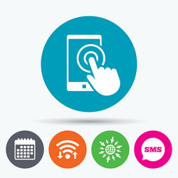 touch screen smartphone sign icon hand pointer vector image
