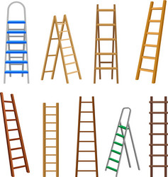 various kinds and colors ladders collected in set vector image
