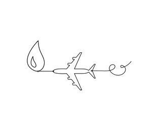 abstract drop with plane as line drawing on white vector image
