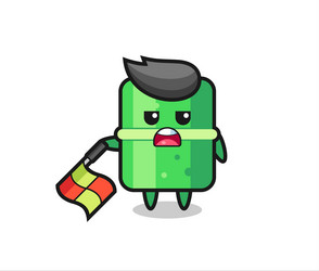 bamboo character as line judge hold the flag down vector image