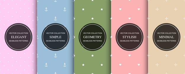 collection of simple seamless geometric patterns vector image