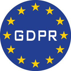 gdpr icon for web isolate blue white text vector image