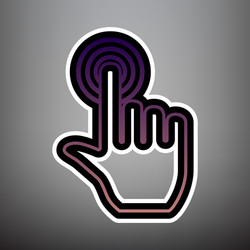 Hand click on button violet gradient icon vector