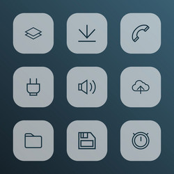 interface icons line style set with second meter vector image