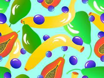 seamless pattern with banana blueberry pear vector image