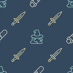set line bottle with potion dagger and witch vector image