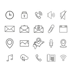 Set of interface line icons vector