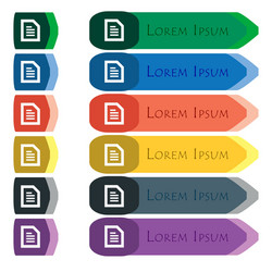 Text file document icon sign set of colorful vector