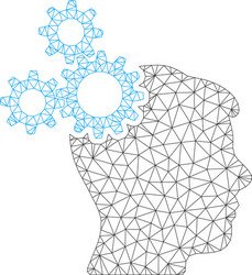 brain gears polygonal frame mesh vector image