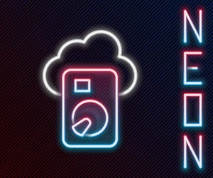 glowing neon line cloud database icon isolated vector image