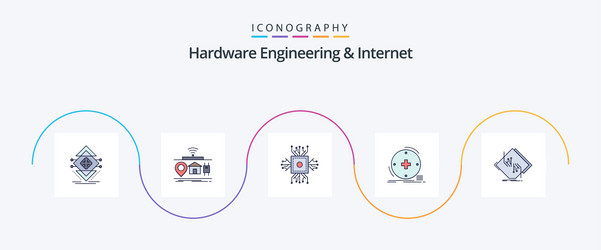 Hardware engineering and internet line filled vector