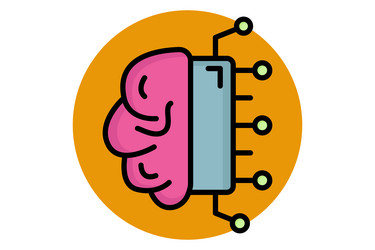 machine learning colored outline icon brain vector image