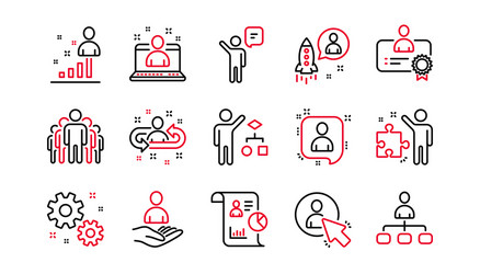 management line icons business people algorithm vector image