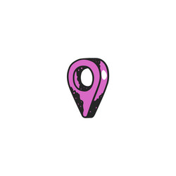 Pin map marker hand drawn in isometric perspective vector