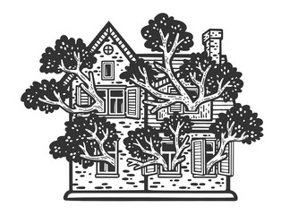 tree grows inside house sketch vector image