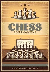 vintage chess competition poster vector