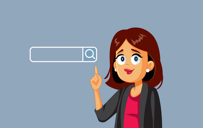 businesswoman pointing to a search bar vector