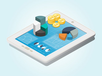 computer tablet with charts vector image