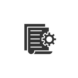 Document with gear icon in flat style big data vector