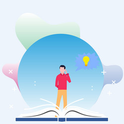 man standing behind big open book and hand on his vector image