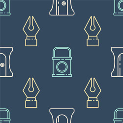 set line pencil sharpener fountain pen nib vector image