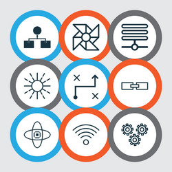 set of 9 robotics icons includes mechanism parts vector image