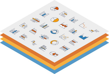 set of chart icons in thin lines vector image