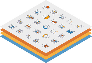 Set of chart icons in thin lines vector