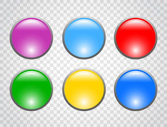 set of color round buttons on transparent vector image