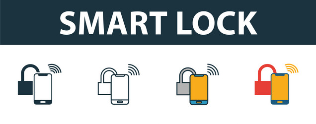 Smart lock icon set premium symbol in different vector