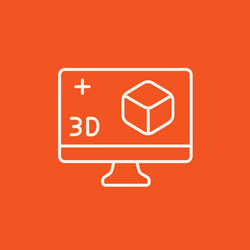 computer monitor with 3d box line icon vector image