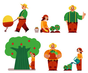 Farmer women man in professional uniform vector