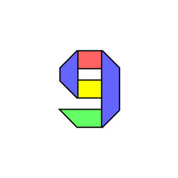 font alphabet folded from colored paper number vector image