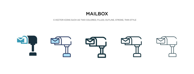mailbox icon in different style two colored vector image
