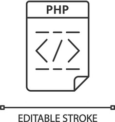php file linear icon source code hypertext vector image
