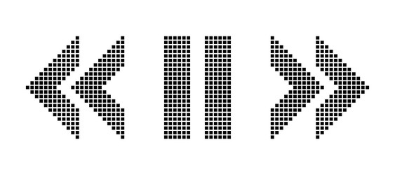 rewind pause and forward buttons black pixel vector image
