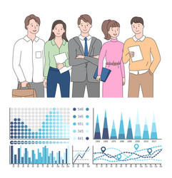 Statistics and business data collaboration team vector