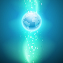 stream of binary code to the globe vector image