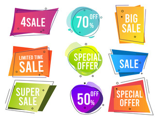 Banners colored shapes trendy flat promo vector