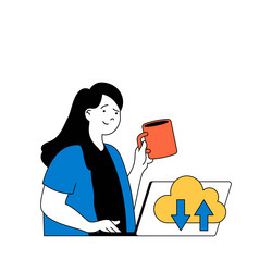 cloud computing concept with cartoon people vector image