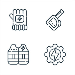 Electrician tools and line icons linear set vector