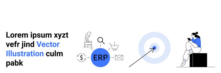 erp system elements with target focus and person vector image