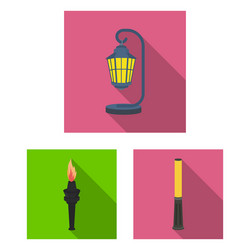 lamp post flat icons in set collection for design vector image