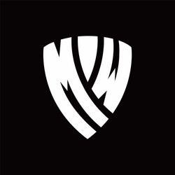 mw logo monogram with shield elements shape vector image