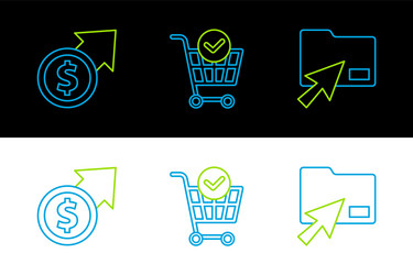 set line cursor click document folder financial vector image