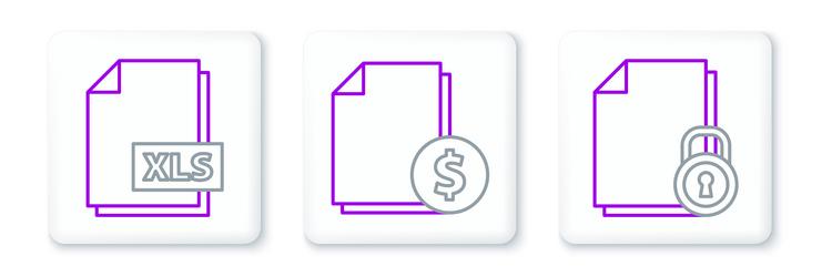 set line document and lock xls file vector image