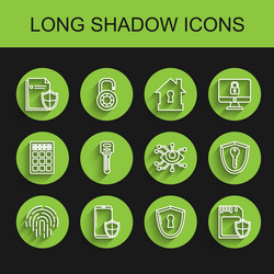 set line fingerprint smartphone with security vector image
