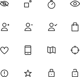 Ui icons set pixel perfect editable stroke vector