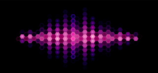 audio or music shiny sound waveform with hexagonal vector image